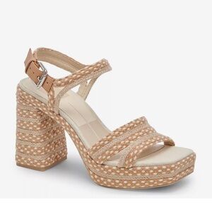 Dolce Vita Alex Platform Sandals Size 8 Natural Beige Woven Block Heel NWOT